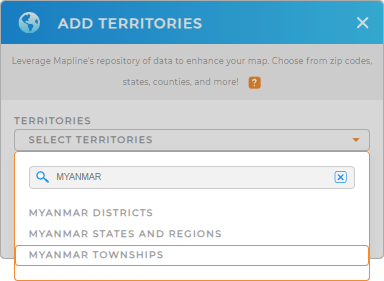 Add Myanmar townships to your map in Mapline