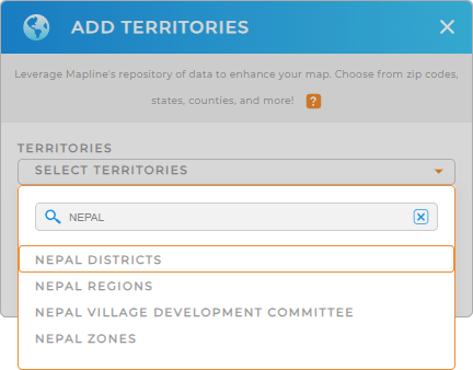 Add Nepal districts to your map in Mapline