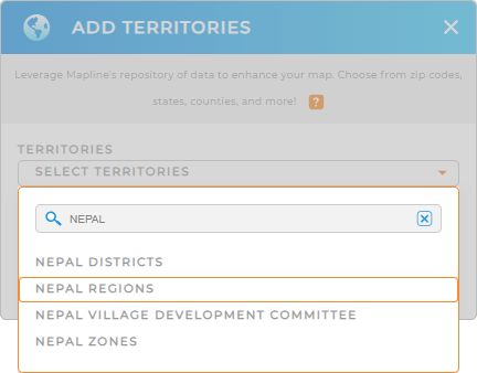 Add Nepal regions to your map in Mapline