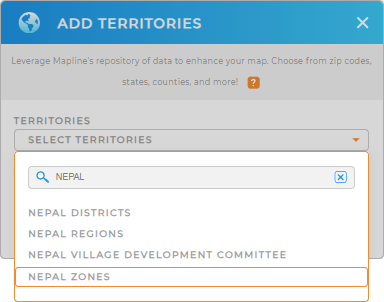 Add Nepal zones to your map in Mapline