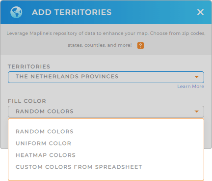 Color-code your The Netherlands provinces territory map in seconds