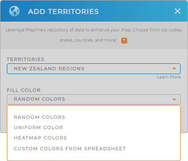 Color-code your New Zealand regions territory map in seconds