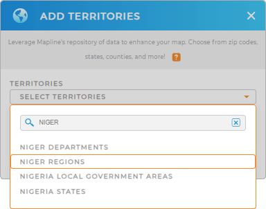 Add Niger regions to your map in Mapline
