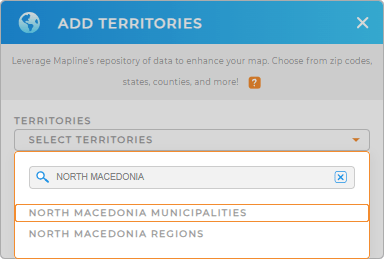 Add North Macedonia municipalities to your map in Mapline