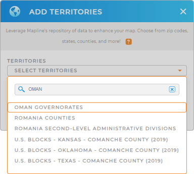 Add Oman governorates to your map in Mapline