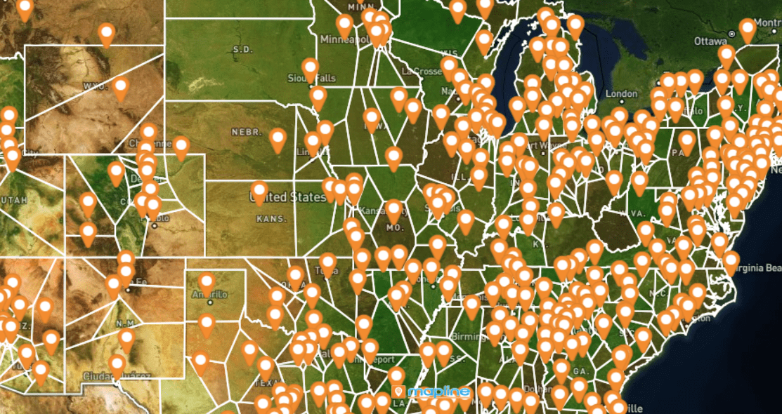 Overlay territories on satellite view in Mapline