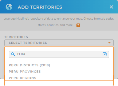 Add Peru regions to your map in Mapline