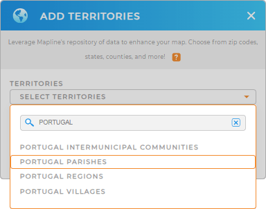 Add Portugal Parishes to your map in Mapline