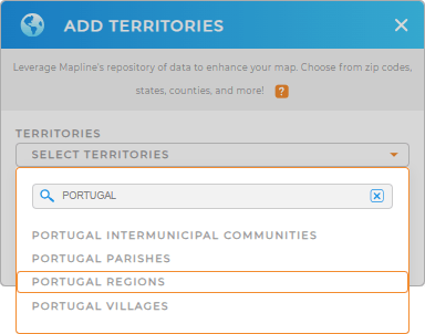 Add Portugal regions to your map in Mapline