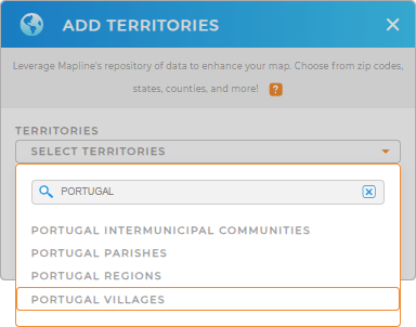 Add Portugal Villages to your map in Mapline