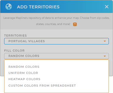 Color-code your Portugal Villages territory map in seconds