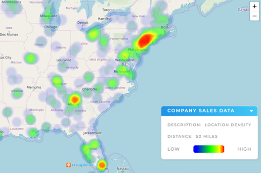 heat map example on US MSA map