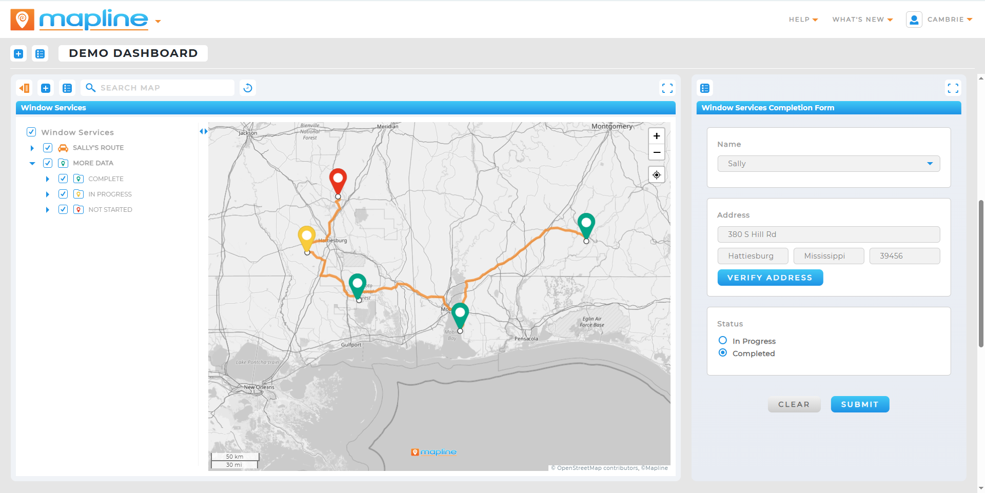 Real Time Location and Progress Tracking Dashboard