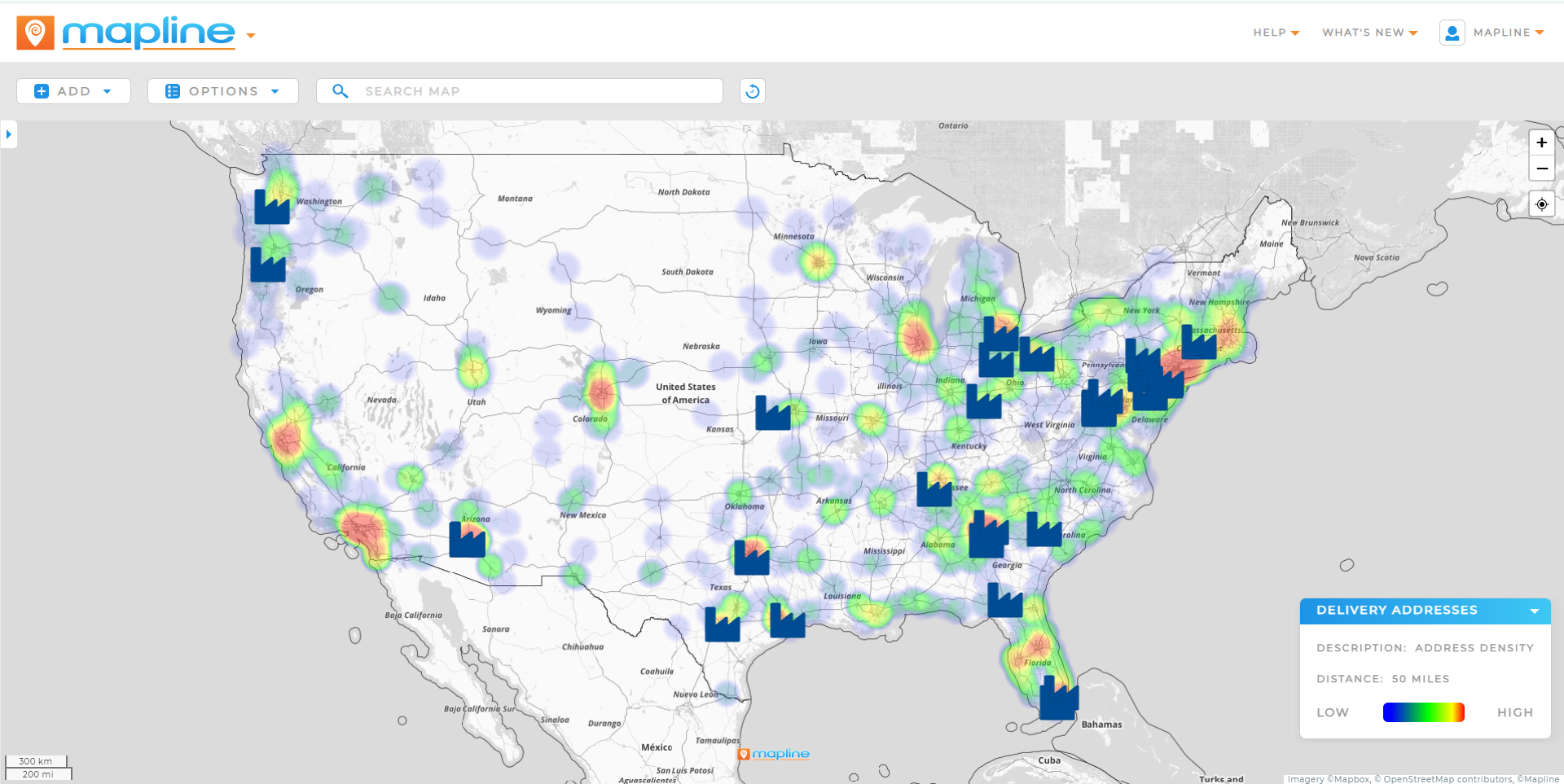 Heat Map of Delivery Addresses