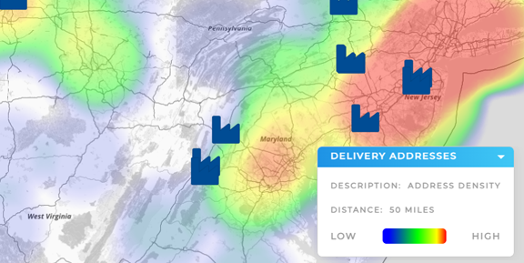 Heat Map of Delivery Addresses