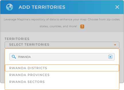 Add Rwanda districts to your map in Mapline
