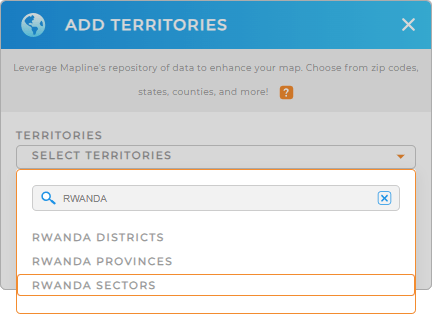 Add Rwanda sectors to your map in Mapline