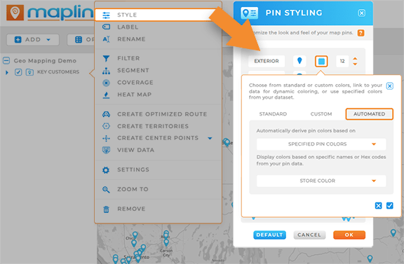 Dynamically style your customer map pins