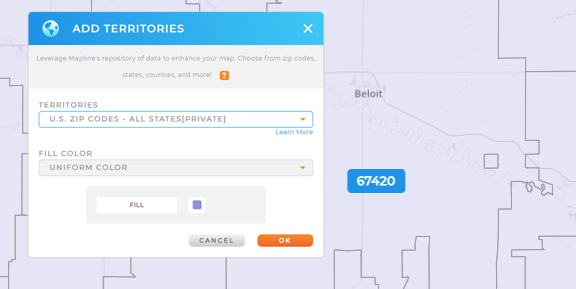 Adding Zip Code Territories