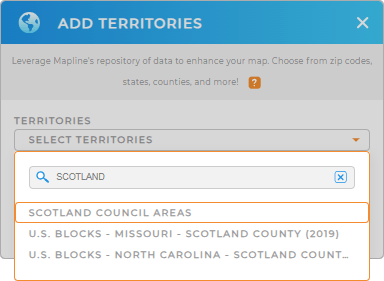 Add Scotland Council Areas to your map in Mapline