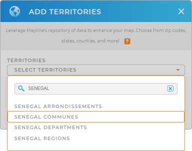 Add Senegal Communes to your map in Mapline