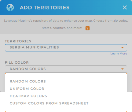 Color-code your Senegal municipalities territory map in seconds