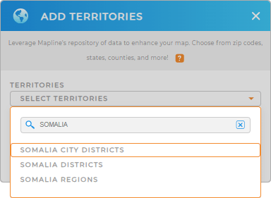 Add Somalia City Districts to your map in Mapline