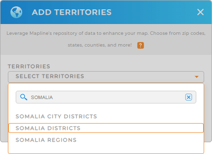 Add Somalia districts to your map in Mapline