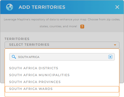 Add South Africa wards to your map in Mapline