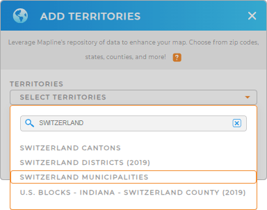 Add Switzerland Municipalities to your map in Mapline
