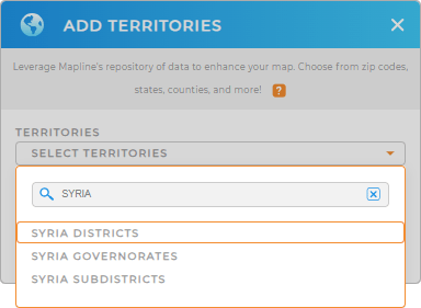 Add Syria Districts to your map in Mapline