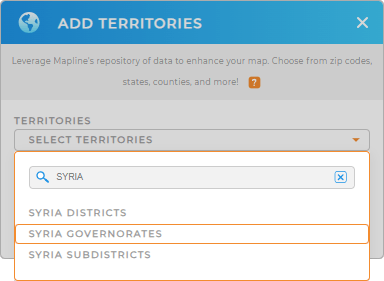 Add Syria governorates to your map in Mapline