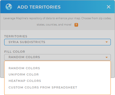 Color-code your Syria Subdistricts territory map in seconds