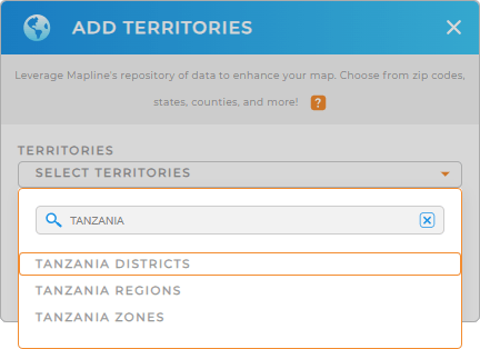 Add Tanzania districts to your map in Mapline