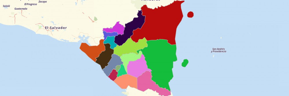 Departments of Nicaragua Map