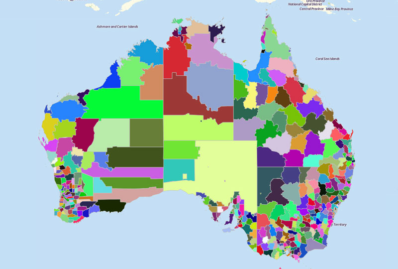 Territories Grid Australia Local Government Areas Map 