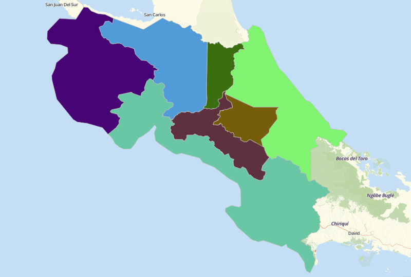 Analyze Costa Rica Map Using Mapline's Territory Mapping Software