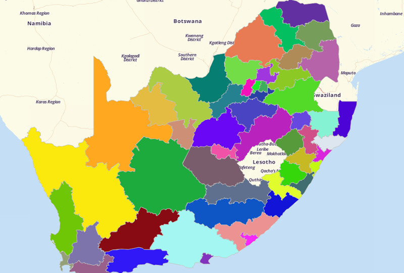 Map Territories for South Africa