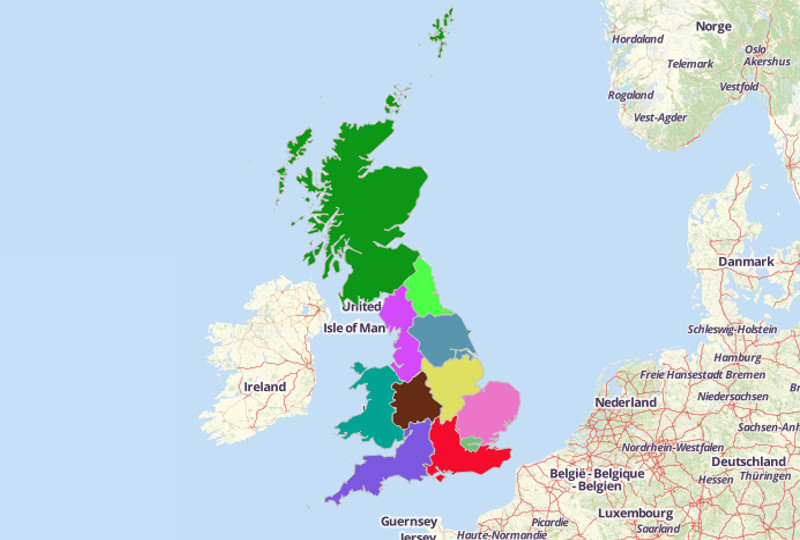 United Kingdom Map With Regions