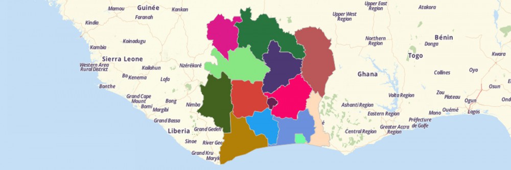 Map of Cote d’Ivoire Districts
