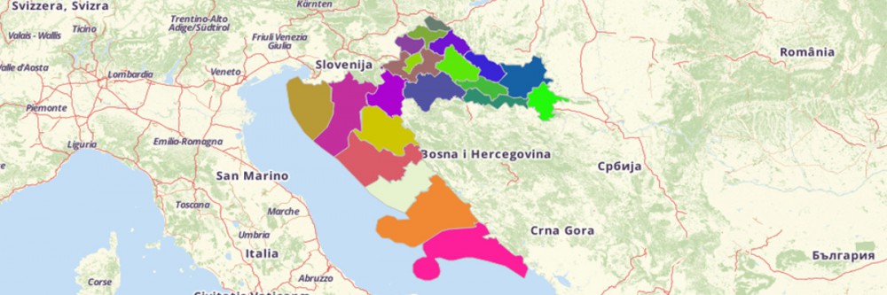 Map of Croatia Counties