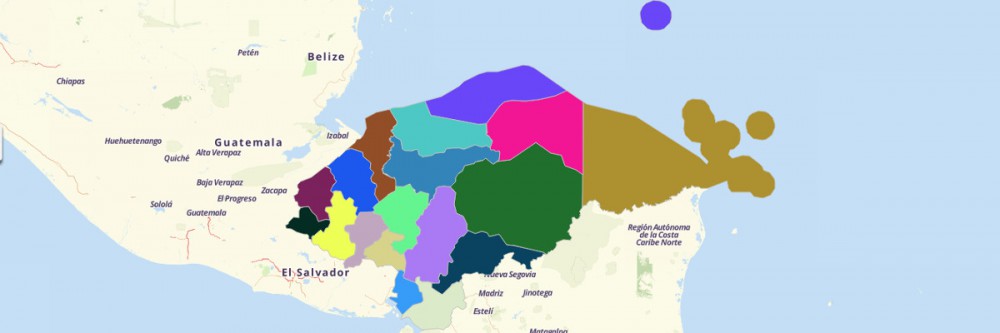 Map of Honduras Departments