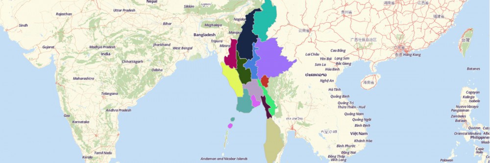 Map of Myanmar States and Regions
