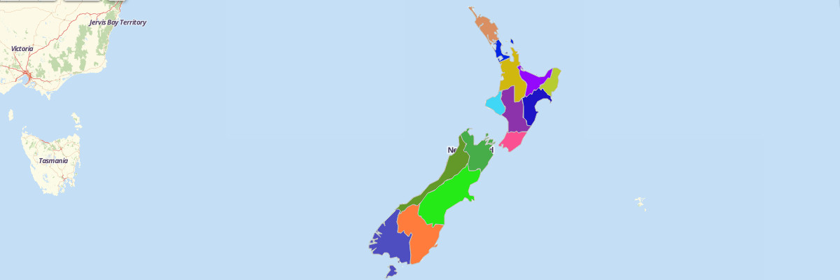 Map of New Zealand Regions