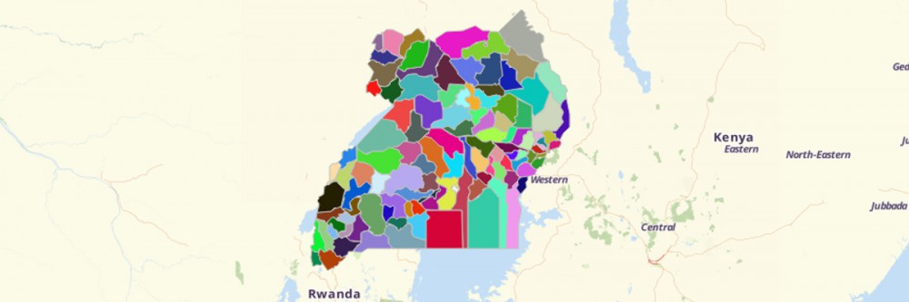 Create A Map Of Uganda Showing Districts And Counties Mapline