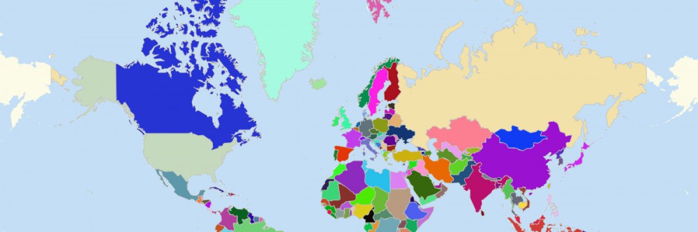 A color-coded Map of the World with Countries
