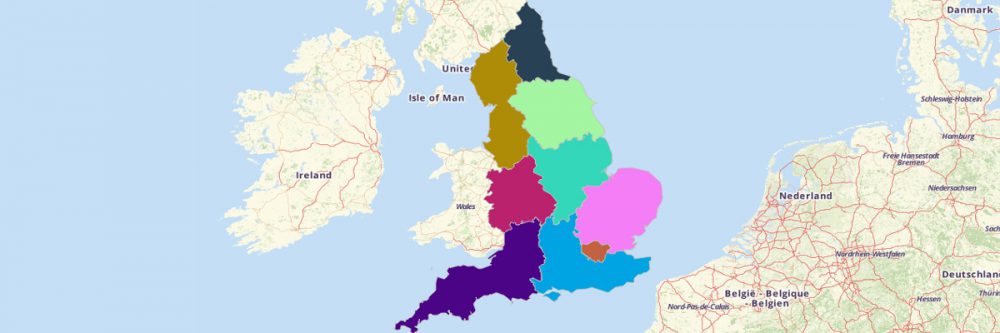 Regions of England Map