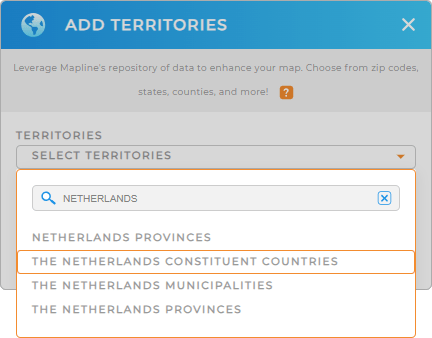 Add The Netherlands constituent countries to your map in Mapline