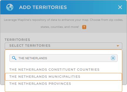 Add The Netherlands municipalities to your map in Mapline