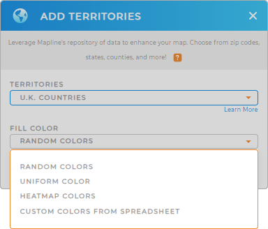 Color-code your U.K. Countries territory map in seconds